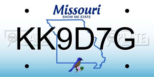 KK9D7G Missouri License Plate