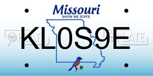 KL0S9E Missouri License Plate