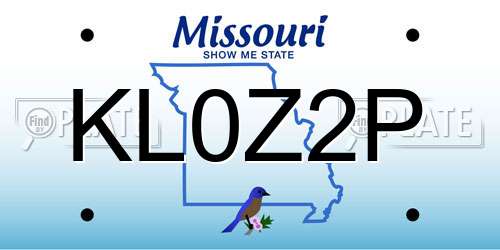KL0Z2P Missouri License Plate