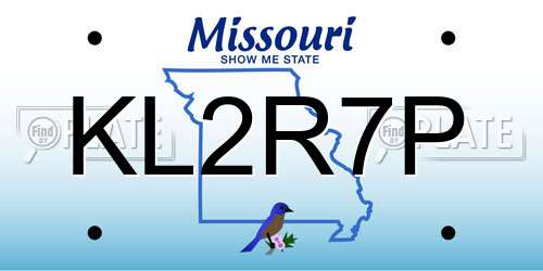 KL2R7P Missouri License Plate
