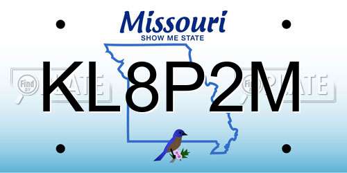KL8P2M Missouri License Plate
