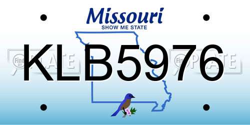 KLB5976 Missouri License Plate