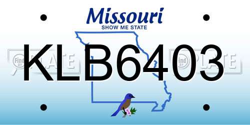 KLB6403 Missouri License Plate