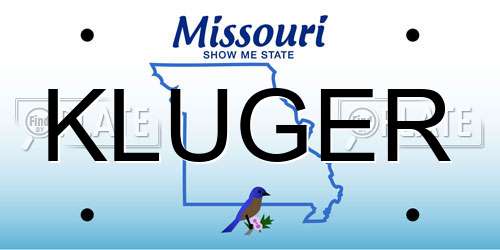 KLUGER Missouri License Plate