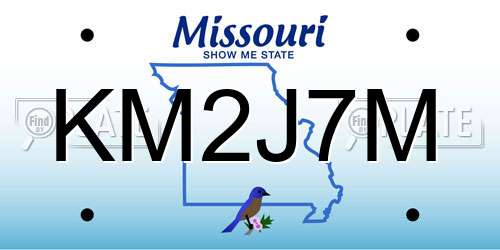 KM2J7M Missouri License Plate
