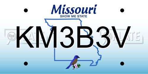 KM3B3V Missouri License Plate