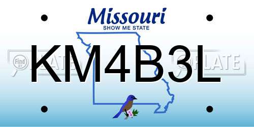 KM4B3L Missouri License Plate