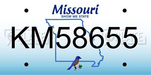 KM58655 Missouri License Plate
