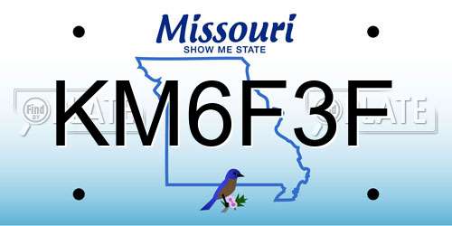 KM6F3F Missouri License Plate