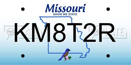 KM8T2R Missouri License Plate