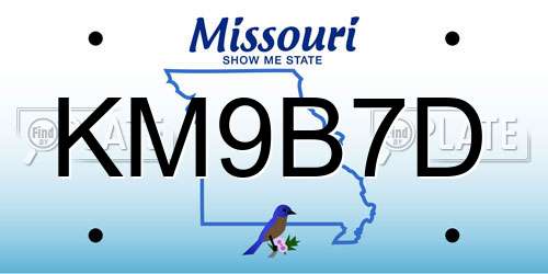KM9B7D Missouri License Plate