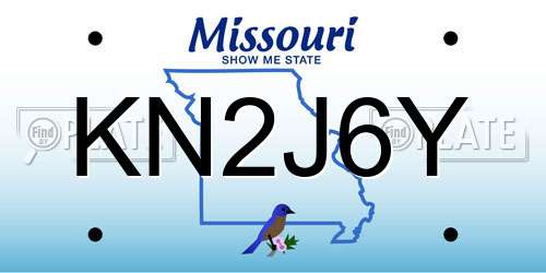 KN2J6Y Missouri License Plate