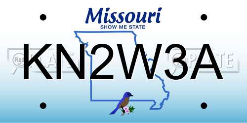 KN2W3A Missouri License Plate