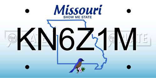KN6Z1M Missouri License Plate