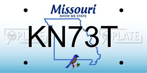 KN73T Missouri License Plate