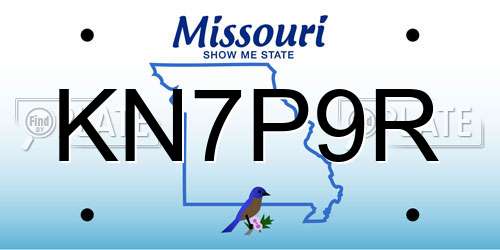 KN7P9R Missouri License Plate