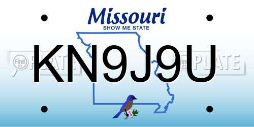 KN9J9U Missouri License Plate