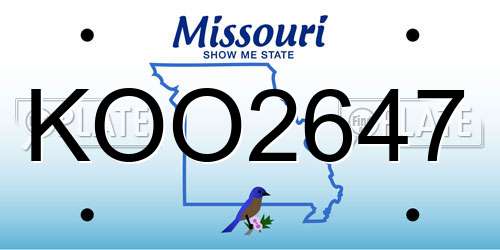 KOO2647 Missouri License Plate