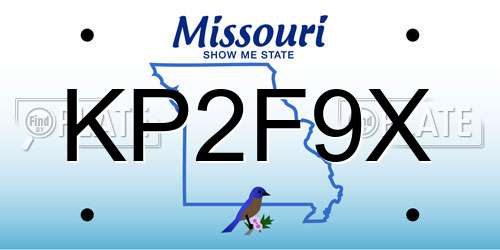 KP2F9X Missouri License Plate