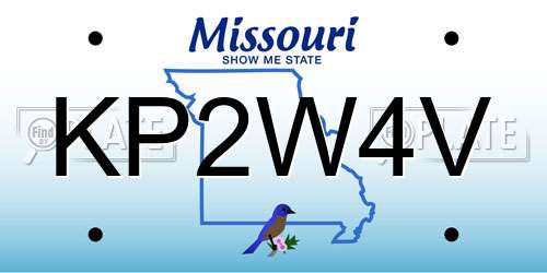 KP2W4V Missouri License Plate