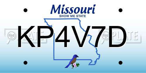 KP4V7D Missouri License Plate