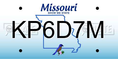 KP6D7M Missouri License Plate