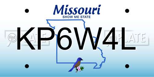KP6W4L Missouri License Plate