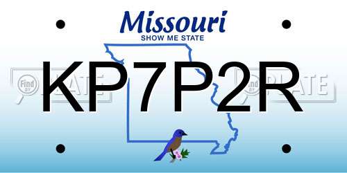 KP7P2R Missouri License Plate