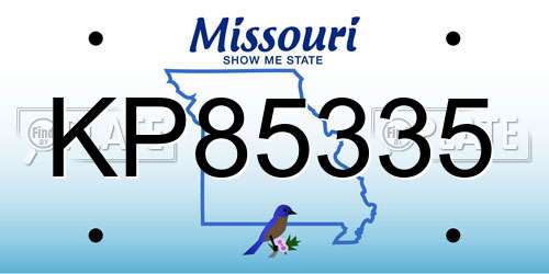 KP85335 Missouri License Plate