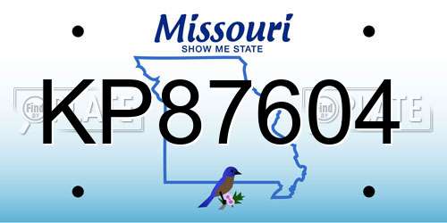 KP87604 Missouri License Plate