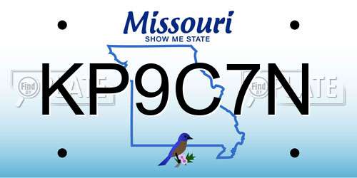 KP9C7N Missouri License Plate