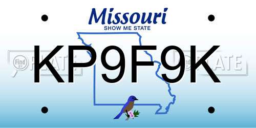 KP9F9K Missouri License Plate