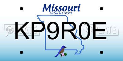 KP9R0E Missouri License Plate