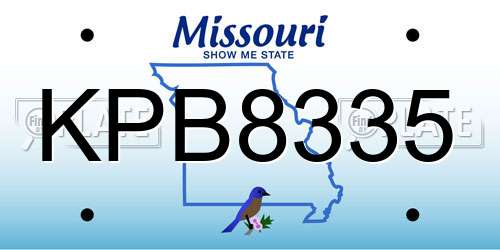 KPB8335 Missouri License Plate