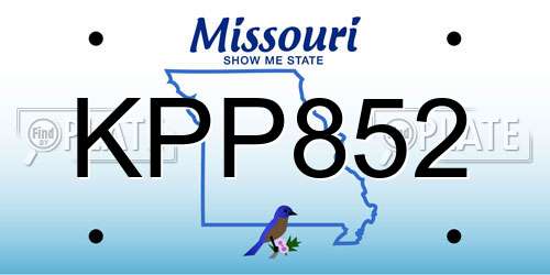 KPP852 Missouri License Plate