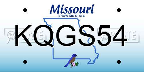 KQGS54 Missouri License Plate