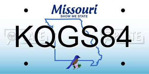 KQGS84 Missouri License Plate