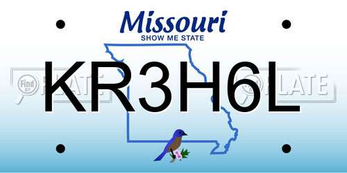 KR3H6L Missouri License Plate
