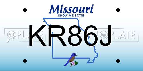 KR86J Missouri License Plate
