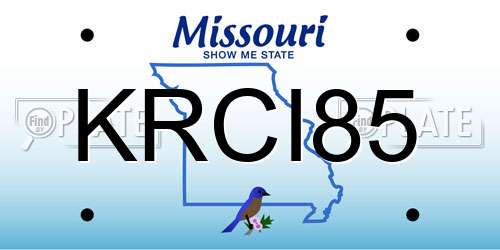 KRCI85 Missouri License Plate