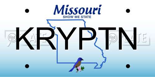 KRYPTN Missouri License Plate