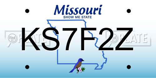 KS7F2Z Missouri License Plate