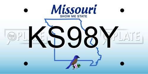 KS98Y Missouri License Plate