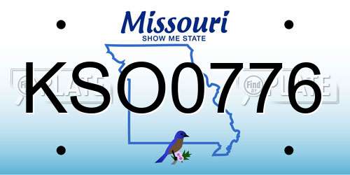 KSO0776 Missouri License Plate