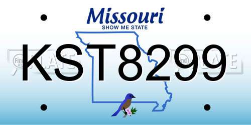 KST8299 Missouri License Plate