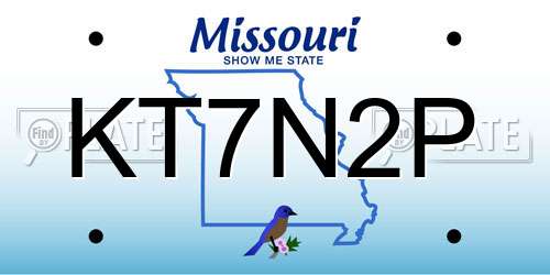 KT7N2P Missouri License Plate