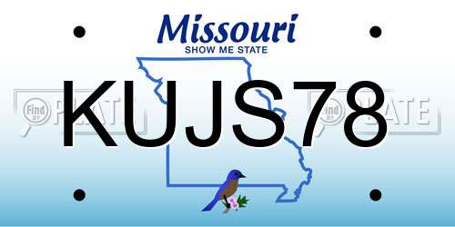 KUJS78 Missouri License Plate