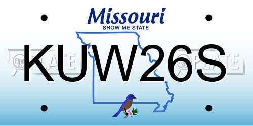KUW26S Missouri License Plate