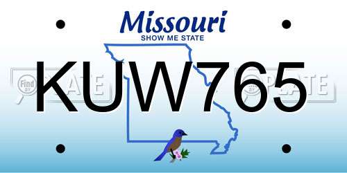 KUW765 Missouri License Plate