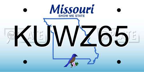 KUWZ65 Missouri License Plate